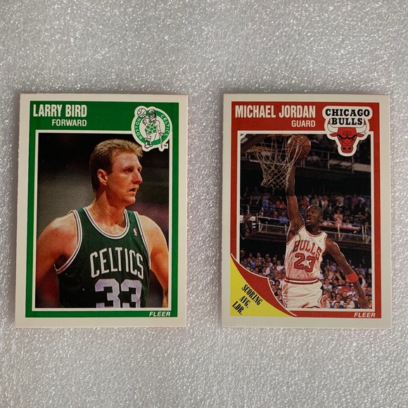 VINTAGE MICHAEL JORDAN + LARRY BIRD BASKETBALL CARDS - 1989 FLEER (AUTHENTIC) - Picture 2 of 3